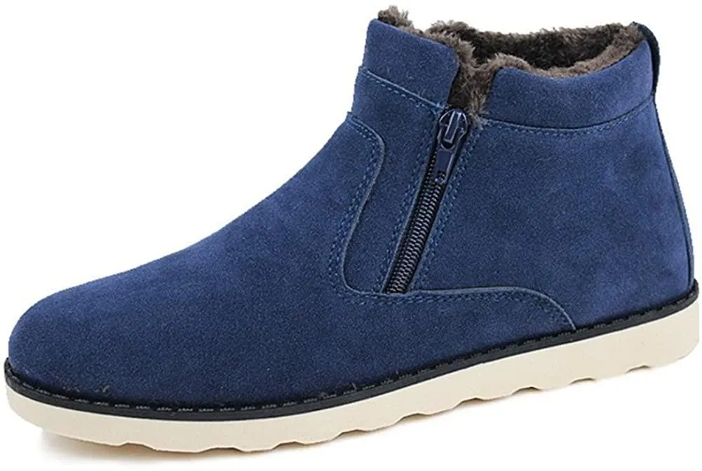 NXY Men's Snow Boots Mid-Calf Zip Up Warm Ankle Boots Casual Sneakers Shoes