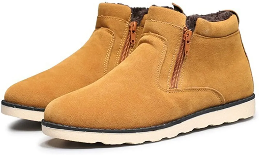 NXY Men's Snow Boots Mid-Calf Zip Up Warm Ankle Boots Casual Sneakers Shoes