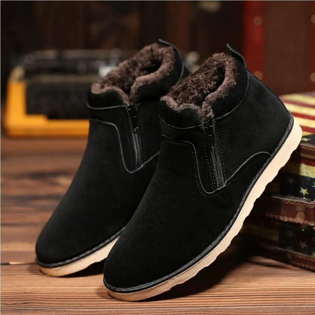 NXY Men's Snow Boots Mid-Calf Zip Up Warm Ankle Boots Casual Sneakers Shoes