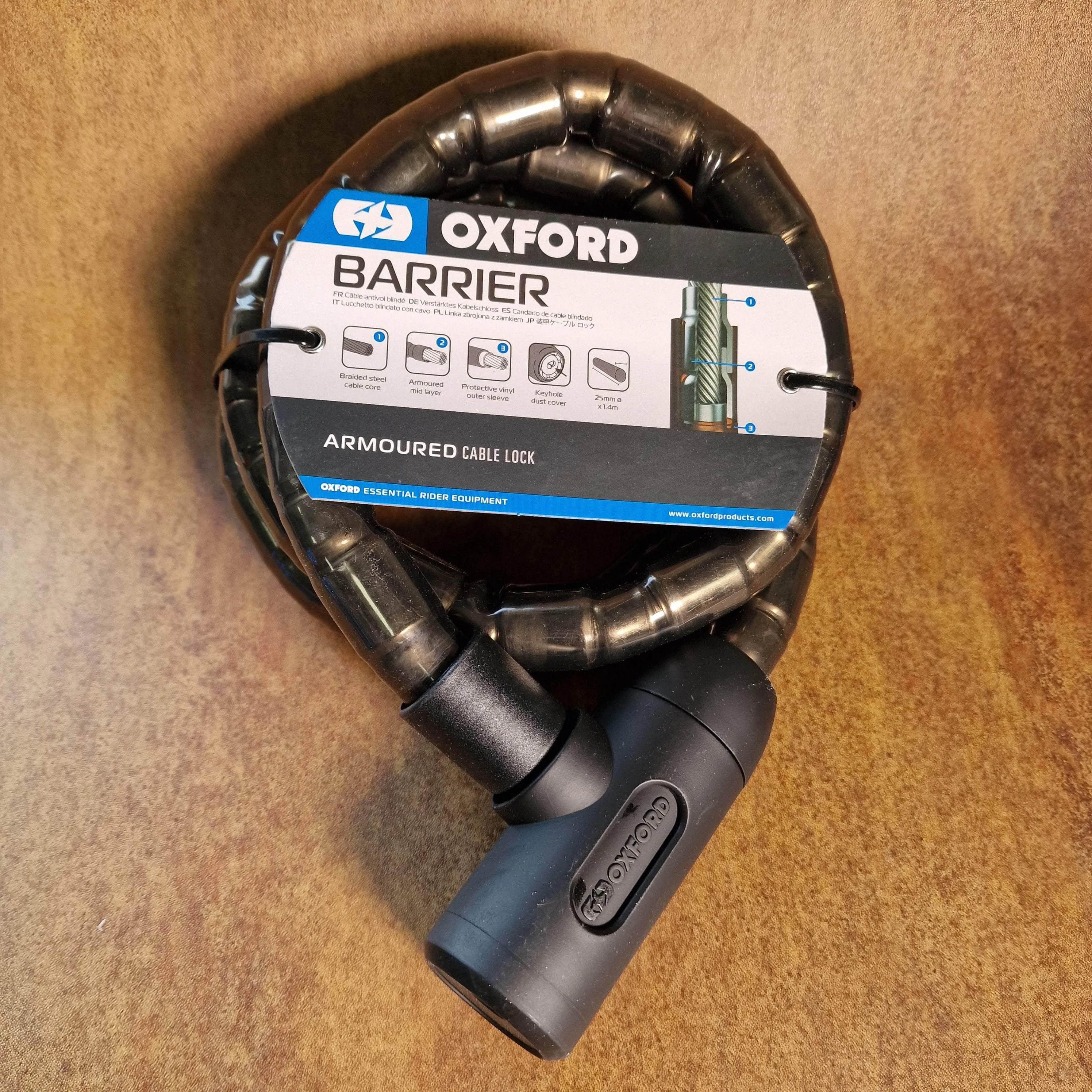 Oxford Barrier Armoured Cable Lock 1.4m x 25mm