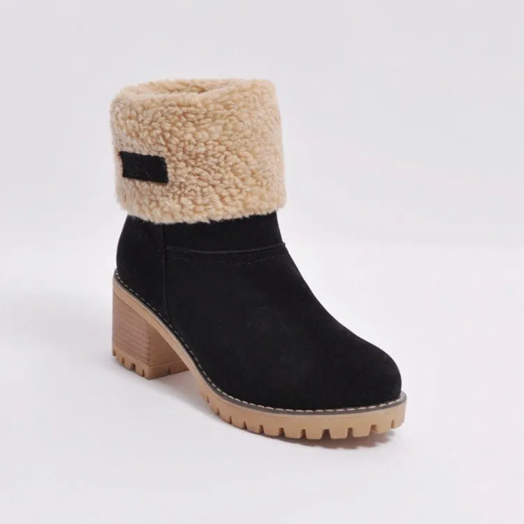 Premium Women Suede Snow Chunky Ankle Boots