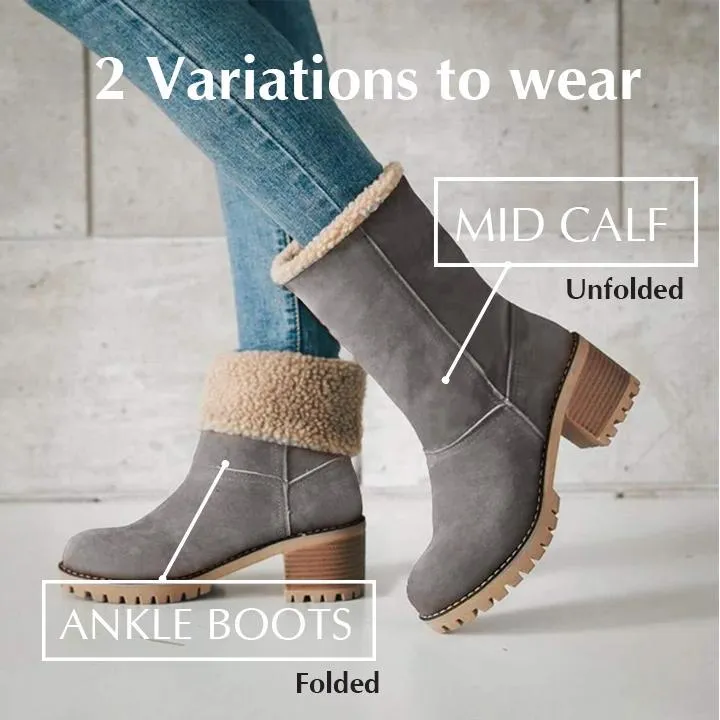 Premium Women Suede Snow Chunky Ankle Boots