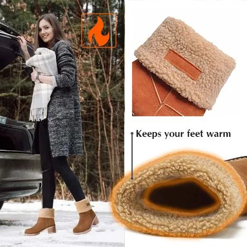 Premium Women Suede Snow Chunky Ankle Boots