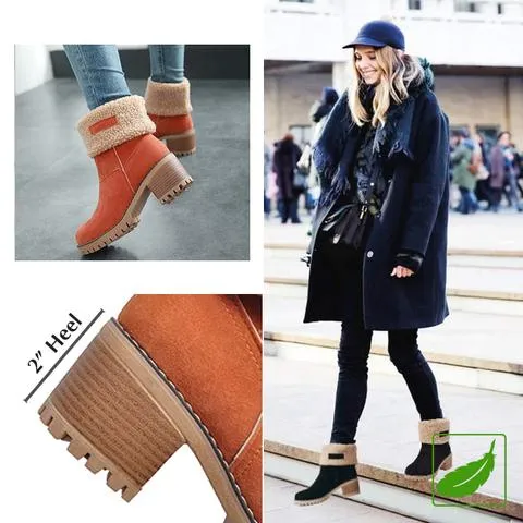 Premium Women Suede Snow Chunky Ankle Boots