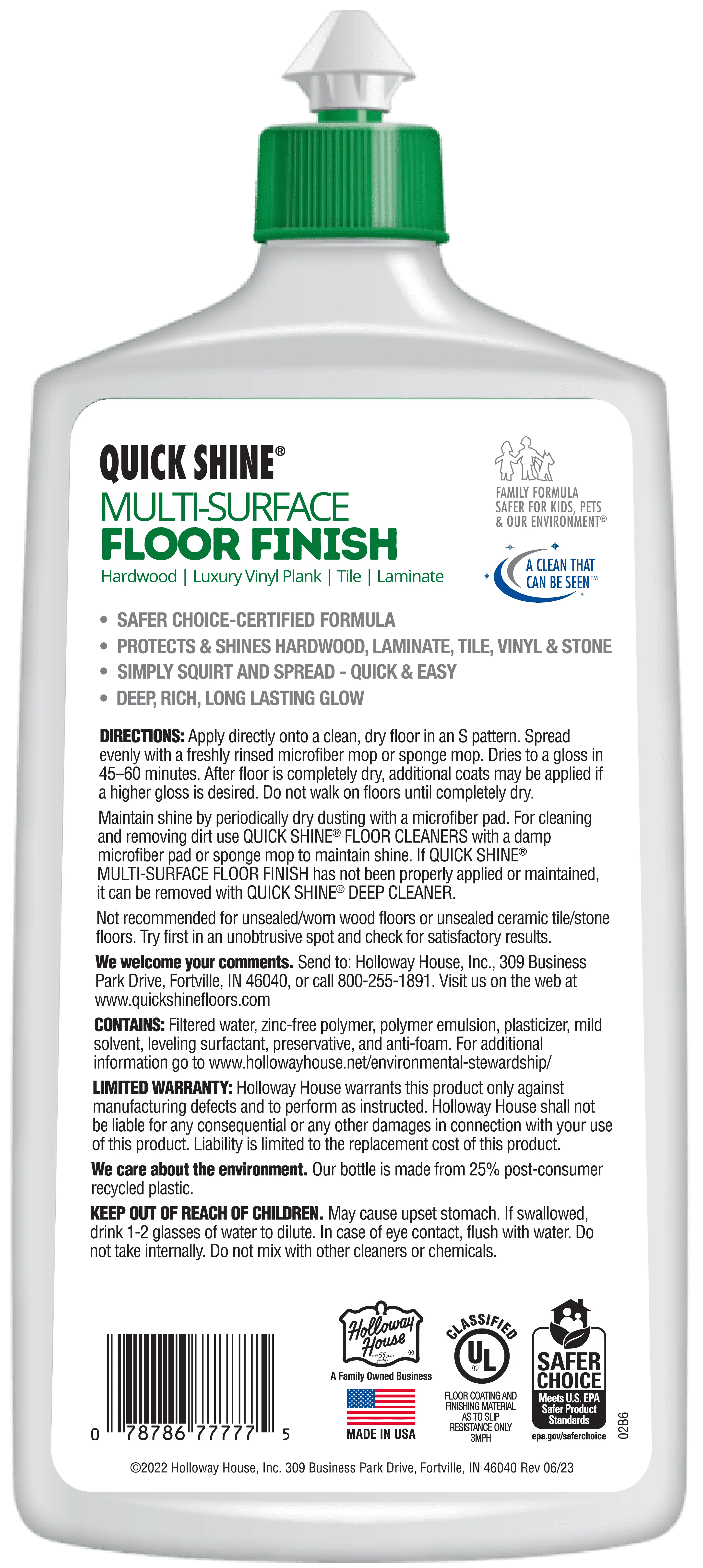 Quick-Shine Multi Surface Floor Finish 27 fl. oz Cleaner Polish-USA