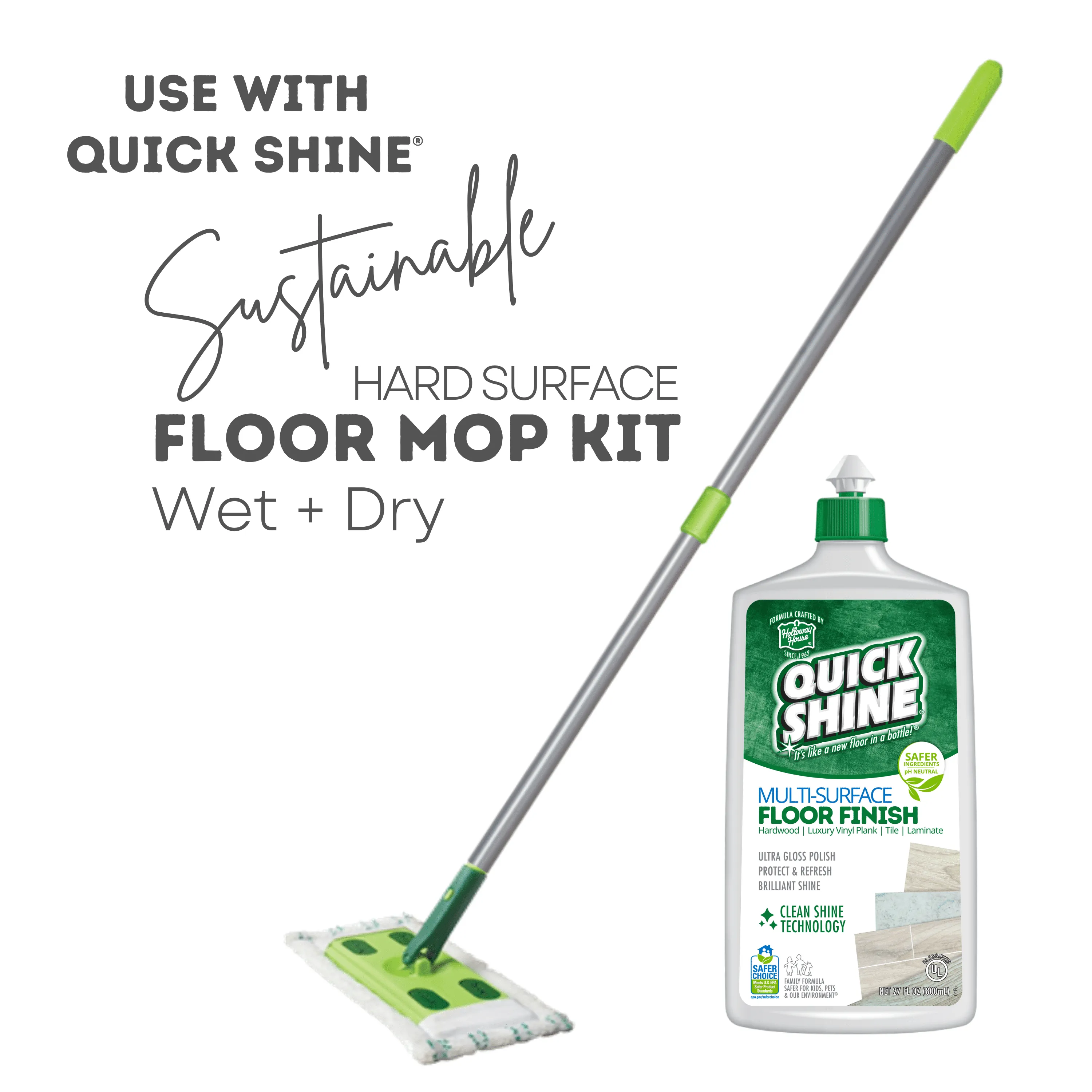 Quick-Shine Multi Surface Floor Finish 27 fl. oz Cleaner Polish-USA