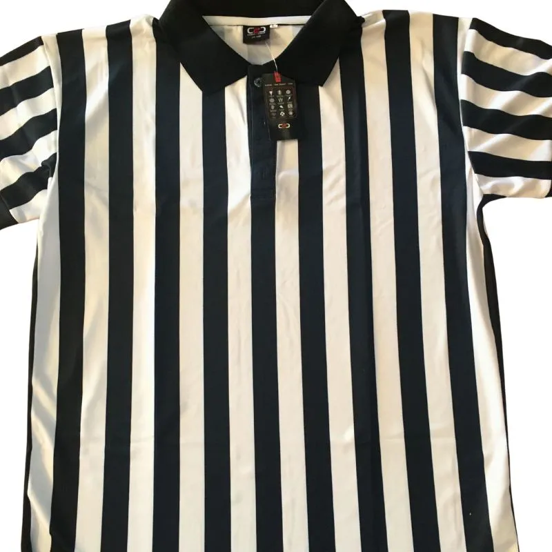 Referee/Umpire/Officials Black White Stripe Polo Shirt
