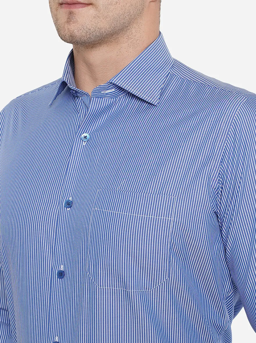 Royal Blue Solid Slim Fit Formal Shirt | Metal