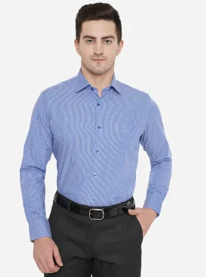 Royal Blue Solid Slim Fit Formal Shirt | Metal
