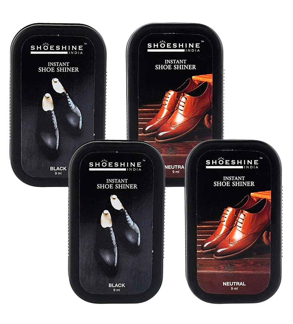 SHOESHINE shoe shiner 1 Black   1 Neutral (Pack of 2)  - instant shoe shine sponge