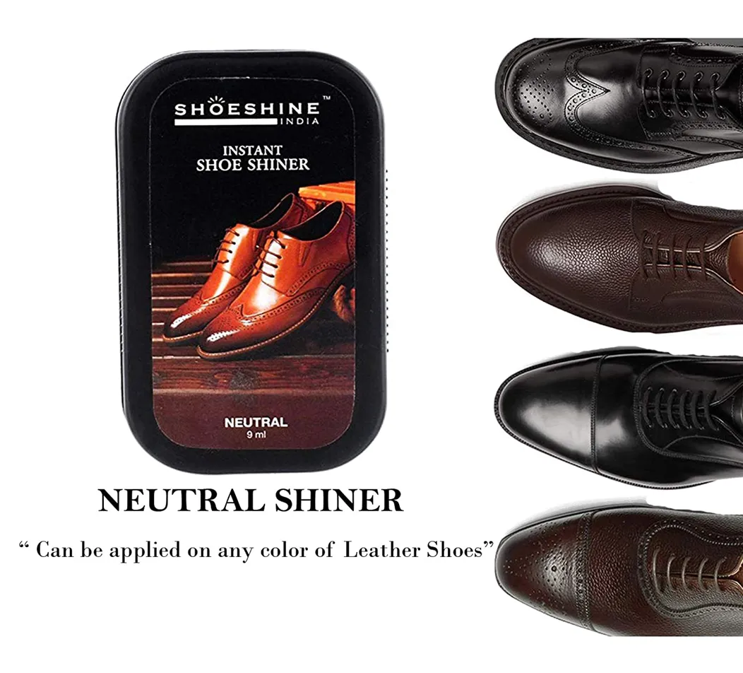 SHOESHINE shoe shiner 1 Black   1 Neutral (Pack of 2)  - instant shoe shine sponge