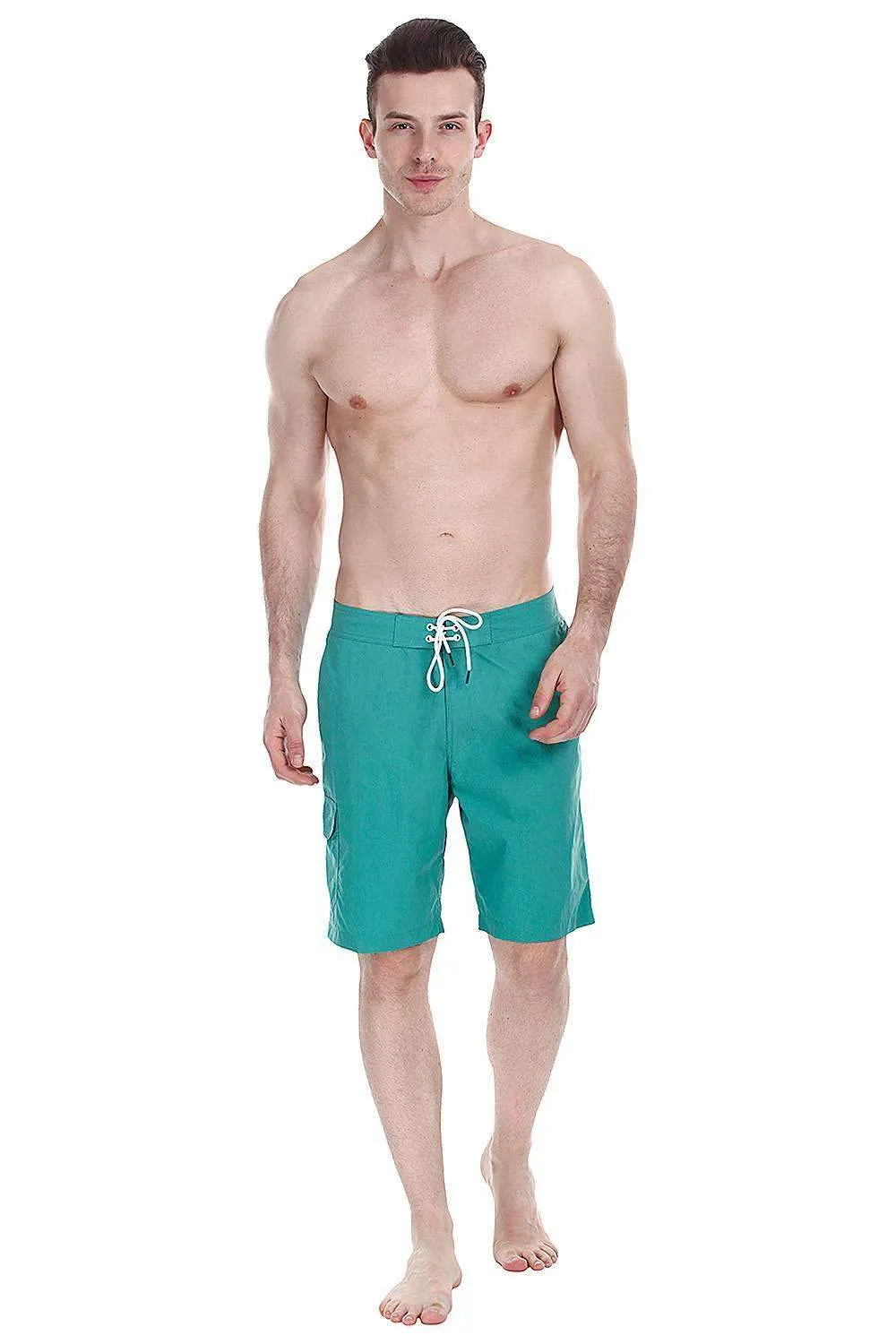 Solid Quick Dry Board Shorts With Side Pockets