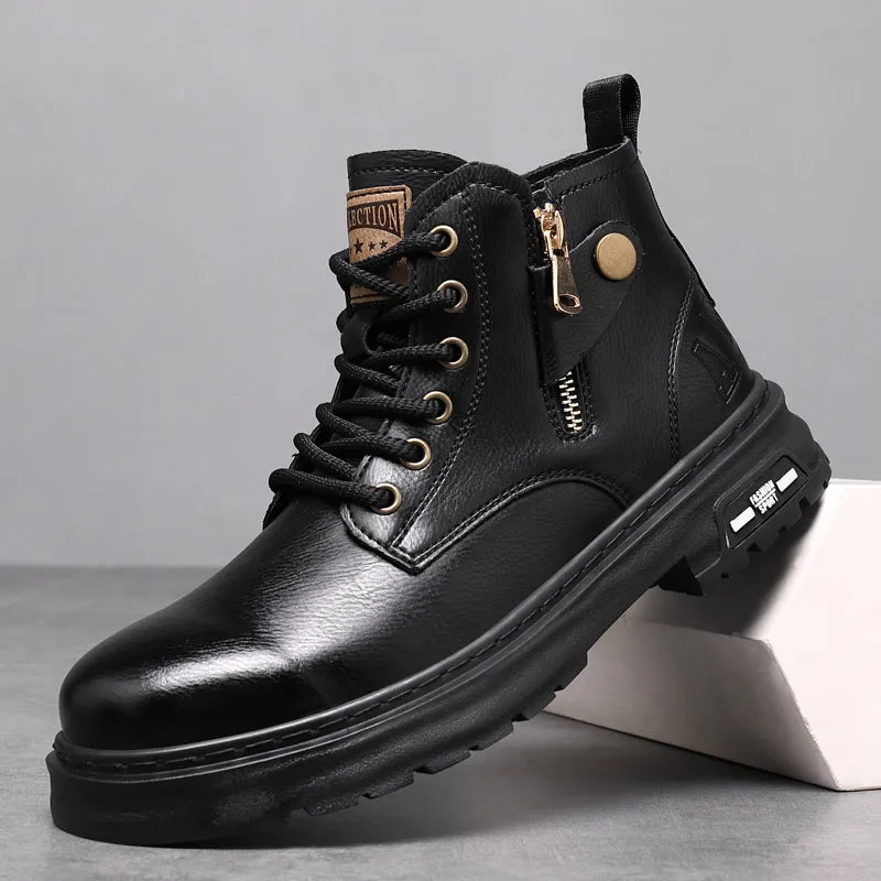 Split Leather Mens High-top Ankle Boots