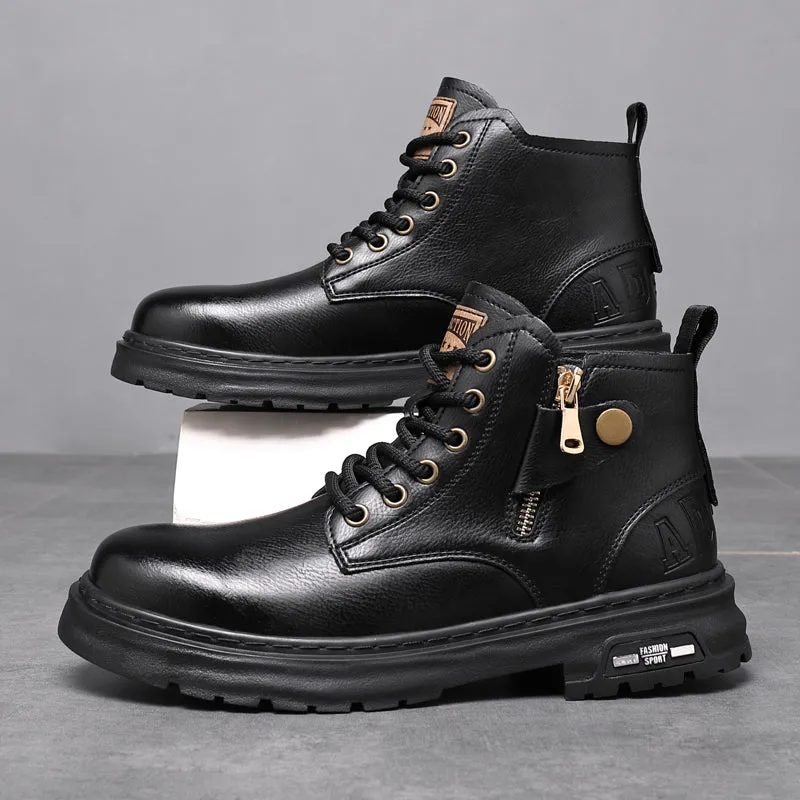 Split Leather Mens High-top Ankle Boots