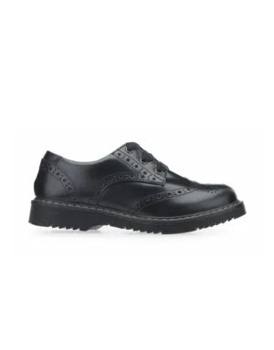 Startrite Impulsive Black leather girls lace-up closed school shoes