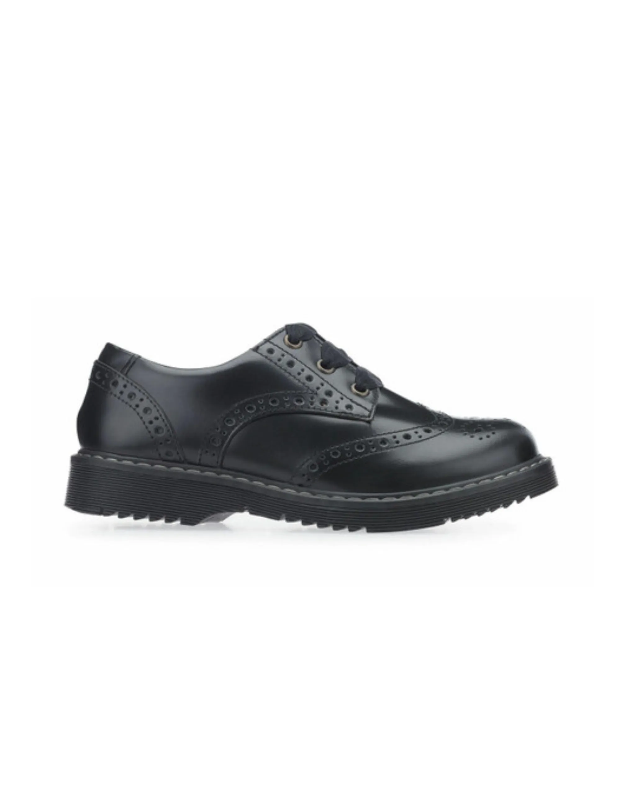 Startrite Impulsive Black leather girls lace-up closed school shoes