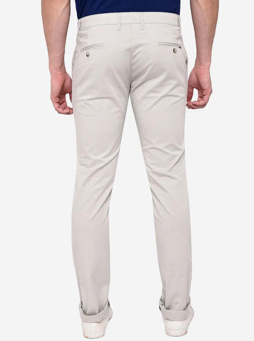 Stone Grey Solid Super Slim Fit Casual Trouser | Greenfibre