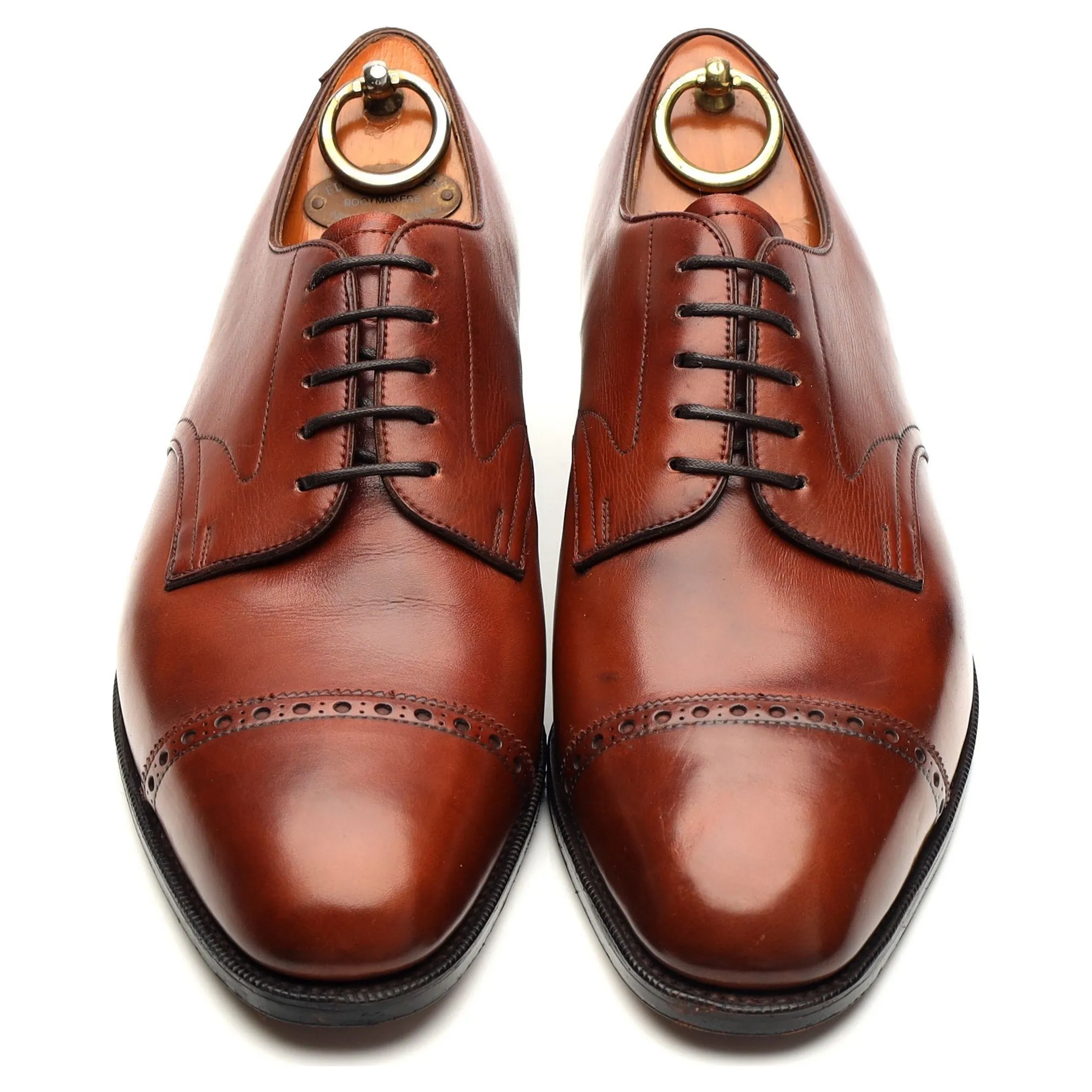 Tan Brown Leather Cap Toe Derby UK 7.5 D