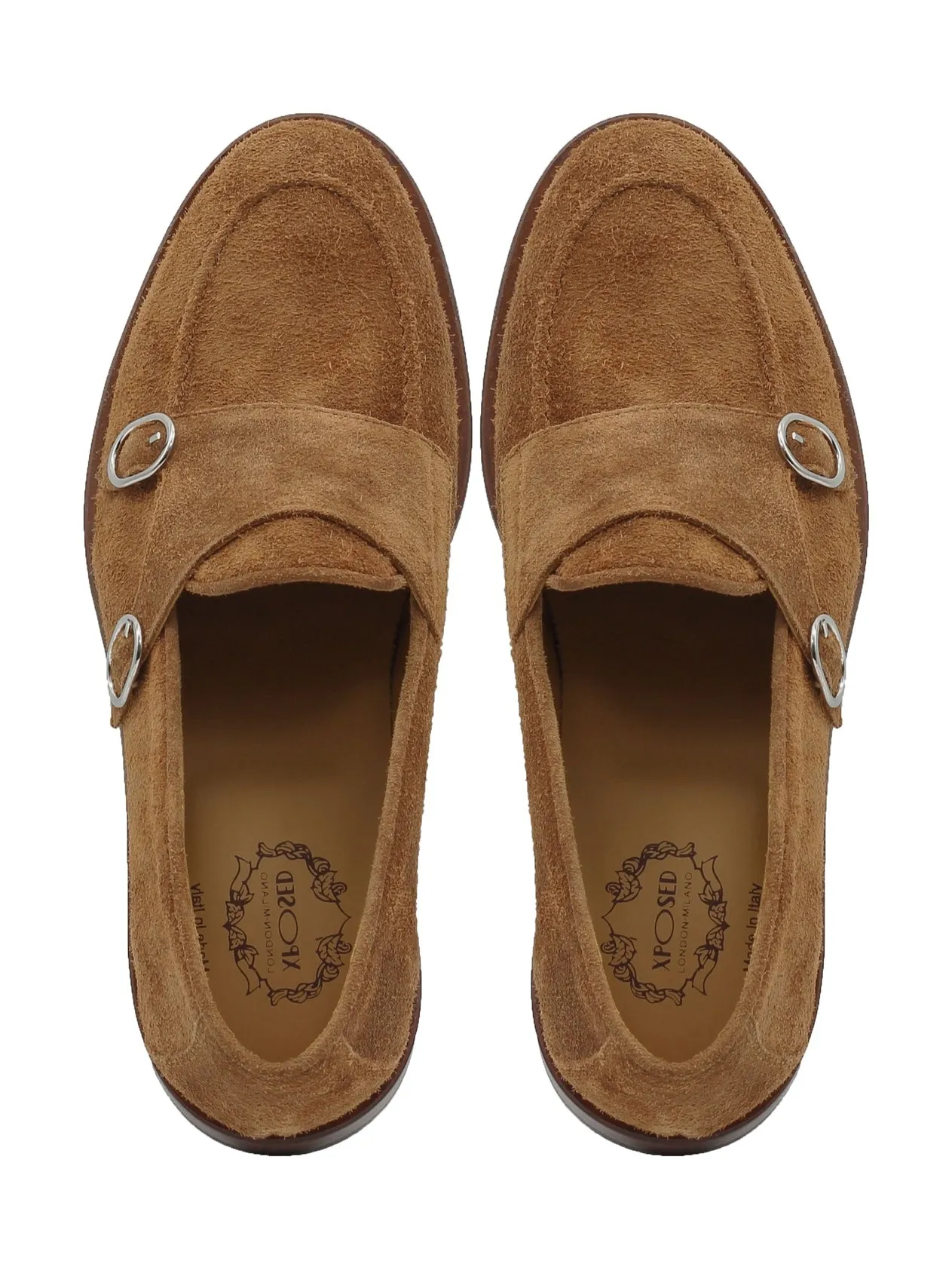 TAN ITALIAN SUEDE DOUBLE MONK BUCKLE LOAFER