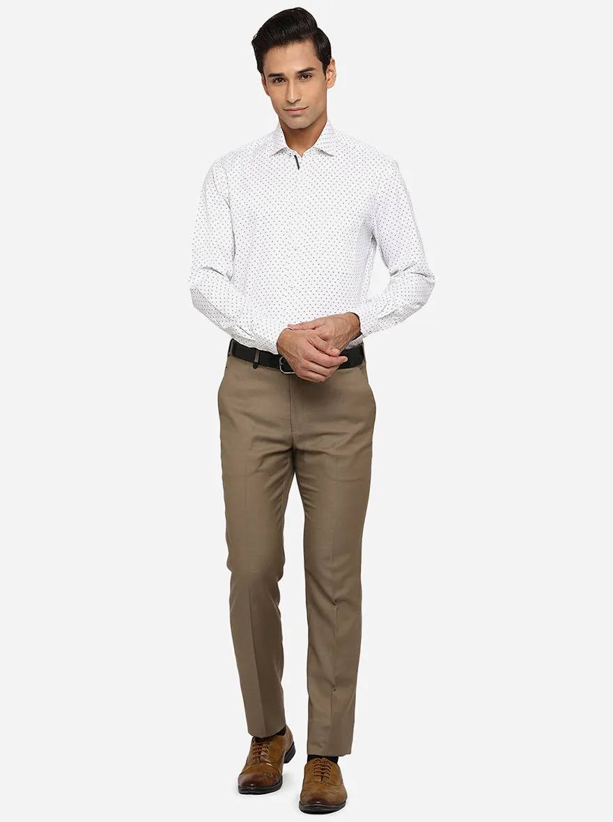 White & Dark Grey Printed Regular Fit Formal Shirt | Greenfibre