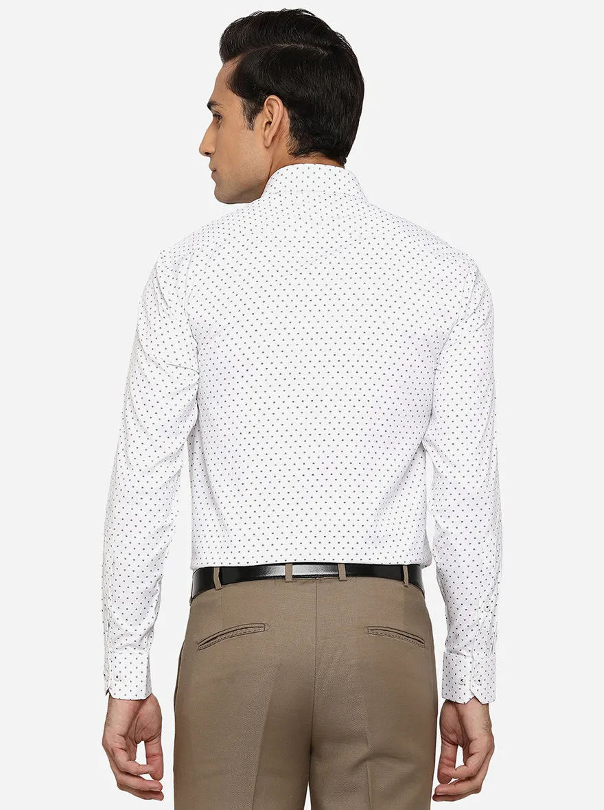 White & Dark Grey Printed Regular Fit Formal Shirt | Greenfibre
