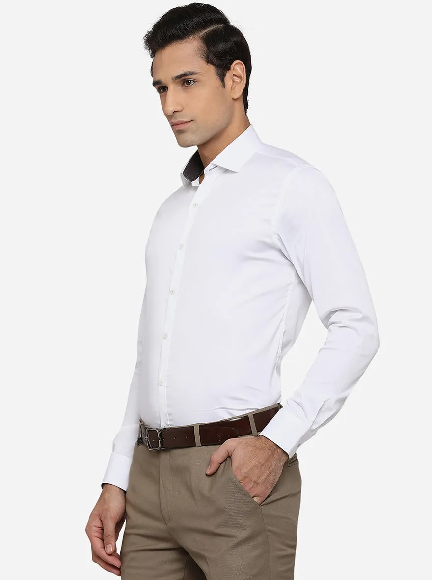 White Solid Slim Fit Party Wear Shirt | Wyre