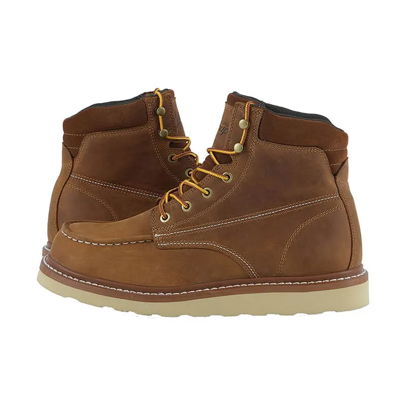 Women's Lightweight Leather Work Boots - Goodyear Welted Comfortable Working Boots Soft Moc Toe Slip Resistant-6 inches