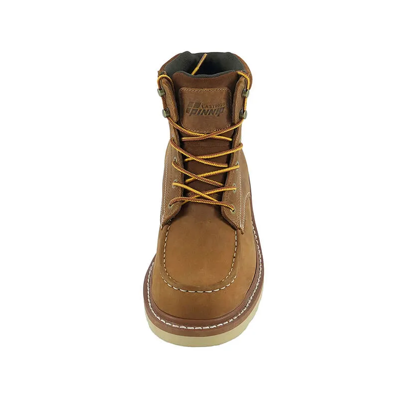 Women's Lightweight Leather Work Boots - Goodyear Welted Comfortable Working Boots Soft Moc Toe Slip Resistant-6 inches