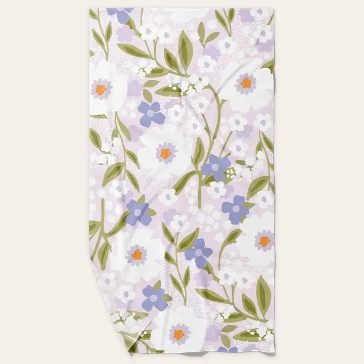 Xl Quick-Dry Beach Towel-Floral Haven Lilac