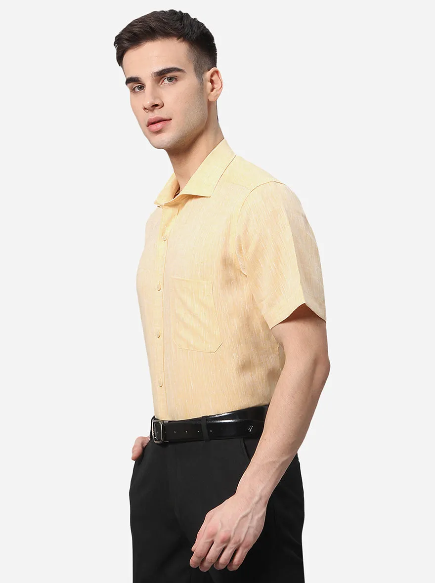 Yellow Solid Regular Fit Formal Shirt | JadeBlue