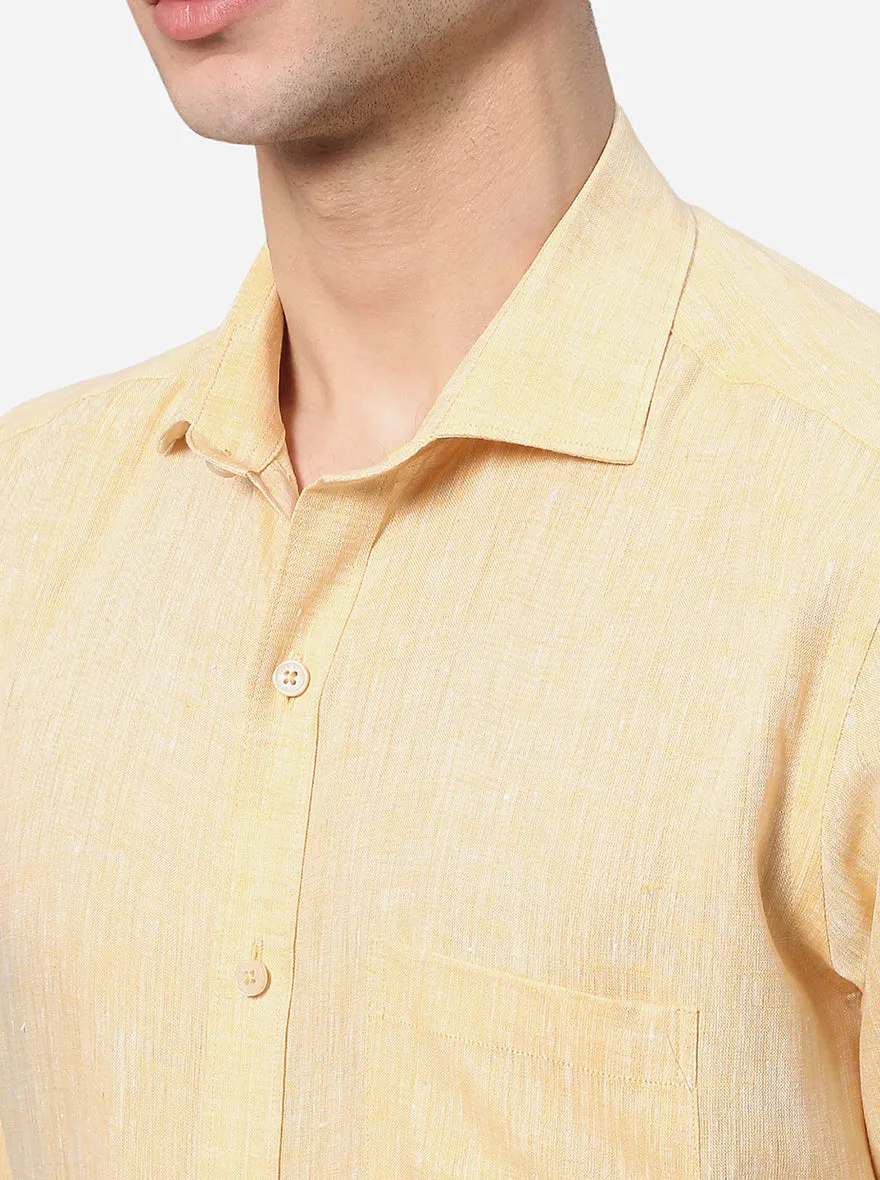 Yellow Solid Regular Fit Formal Shirt | JadeBlue