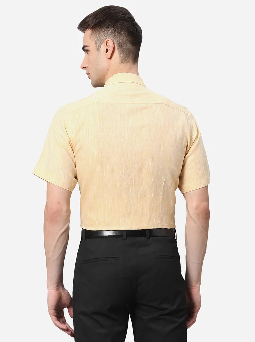 Yellow Solid Regular Fit Formal Shirt | JadeBlue